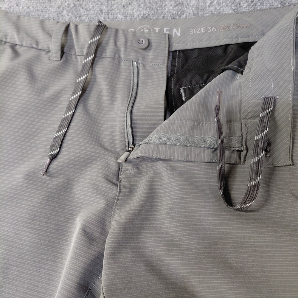 Hang Ten Hybrid Shorts Striped Casual Athletic Golf Size 36 Gray Surf Board - Picture 3 of 10